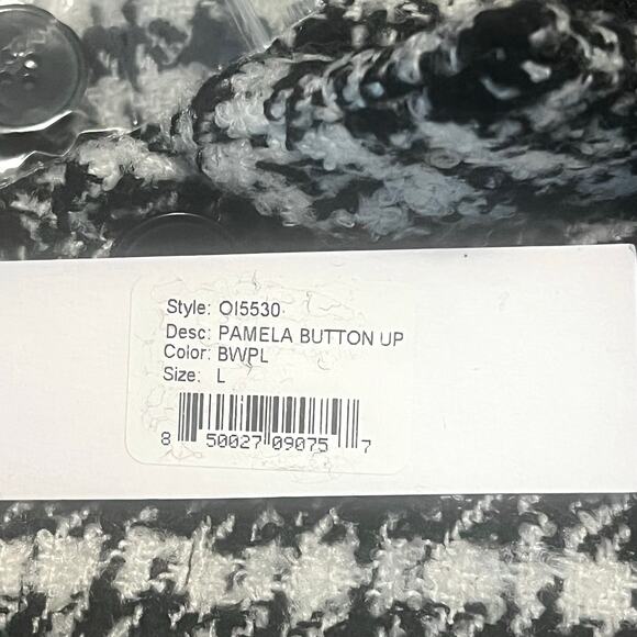 NWT LBLC The Label Pamela Black White Plaid Button-Up Shirt Jacket Shacket Sz L - Picture 10 of 11